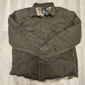 VTG Chaps Lined Flannel Shirt Chore Shacket Men's XXL Green Olive